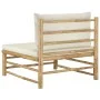 Central bamboo garden sofa with cream white cushions by vidaXL, Modular outdoor sofas - Ref: Foro24-313146, Price: 113,68 €, ...