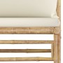 Central bamboo garden sofa with cream white cushions by vidaXL, Modular outdoor sofas - Ref: Foro24-313146, Price: 115,66 €, ...