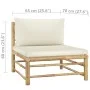 Central bamboo garden sofa with cream white cushions by vidaXL, Modular outdoor sofas - Ref: Foro24-313146, Price: 113,68 €, ...