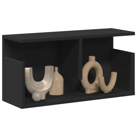 Engineered wood black wall shelf 60x20x30 cm by , Shelves and shelves - Ref: Foro24-854824, Price: 28,11 €, Discount: %