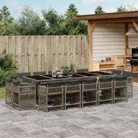 Garten-Essgruppe mit 15-teiligen Kissen aus grauem synthetischem Rattan. von , Gartensets - Ref: Foro24-3211772, Preis: 995,7...