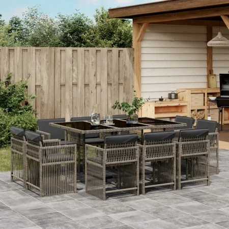Garten-Essgruppe 11-teilig mit grauen Polstern aus synthetischem Rattan von , Gartensets - Ref: Foro24-3211748, Preis: 649,77...
