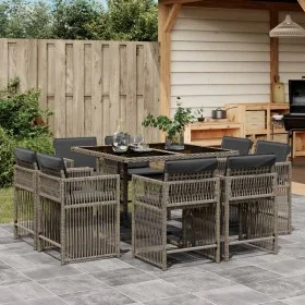 Garten-Essgruppe, 9-teilig, mit grauen Polstern aus synthetischem Rattan. von , Gartensets - Ref: Foro24-3211736, Preis: 497,...