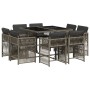 Garden dining set 9 pieces and gray synthetic rattan cushions by , Garden sets - Ref: Foro24-3211736, Price: 456,51 €, Discou...