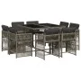 Garden dining set 9 pieces and gray synthetic rattan cushions by , Garden sets - Ref: Foro24-3211736, Price: 497,15 €, Discou...