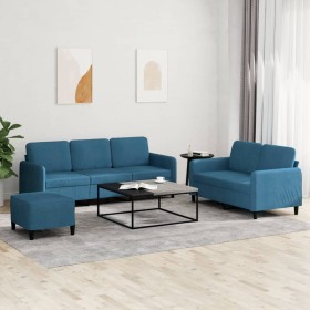 Juego de sofás 3 piezas terciopelo azul de , Sofás - Ref: Foro24-3202033, Precio: 596,13 €, Descuento: %
