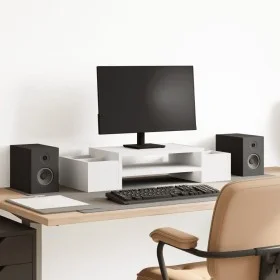 Soporte de pantalla con almacenaje madera blanco 70x27x15 cm by , Computer bases and risers - Ref: Foro24-854679, Price: 27,8...