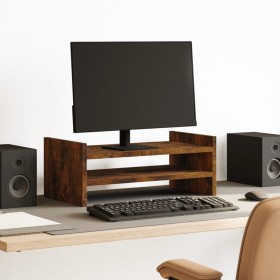 Soporte de pantalla madera ingeniería roble ahumado 50x27x20 cm by , Computer bases and risers - Ref: Foro24-854782, Price: 2...