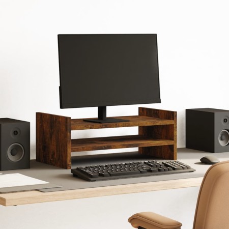 Soporte de pantalla madera ingeniería roble ahumado 50x27x20 cm by , Computer bases and risers - Ref: Foro24-854782, Price: 2...