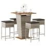 Mesa y taburetes altos jardín 5 piezas y cojines ratán PE gris by , Garden sets - Ref: Foro24-3261483, Price: 422,46 €, Disco...
