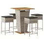 Mesa y taburetes altos jardín 5 piezas y cojines ratán PE gris by , Garden sets - Ref: Foro24-3261483, Price: 422,46 €, Disco...