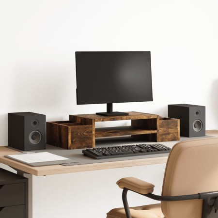 Soporte de pantalla con almacenaje roble ahumado 70x27x15 cm von , Computersockel und -erhöhungen - Ref: Foro24-854683, Preis...