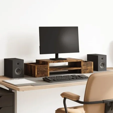 Soporte de pantalla con almacenaje roble ahumado 70x27x15 cm by , Computer bases and risers - Ref: Foro24-854683, Price: 29,8...