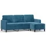 Sofá de 3 plazas con taburete de terciopelo azul 180 cm de , Sofás - Ref: Foro24-3201183, Precio: 347,75 €, Descuento: %