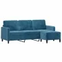 Sofá de 3 plazas con taburete de terciopelo azul 180 cm de , Sofás - Ref: Foro24-3201183, Precio: 347,75 €, Descuento: %