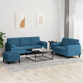 Sofagarnitur mit 3-teiligen blauen Samtkissen von , Sofas - Ref: Foro24-3202053, Preis: 631,62 €, Rabatt: %