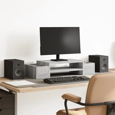 Gray Sonoma screen stand with storage 70x27x15 cm by , Computer bases and risers - Ref: Foro24-854684, Price: 30,64 €, Discou...