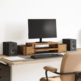 Soporte de pantalla con almacenaje madera envejecida 70x27x15cm de , Bases y elevadores para ordenadores - Ref: Foro24-854686...