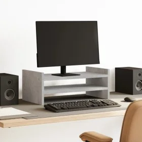 Wooden screen support, gray concrete engineering, 50x27x20 cm by , Computer bases and risers - Ref: Foro24-854781, Price: 22,...