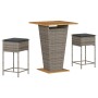 3-piece garden bar set with grey PE rattan cushions by , Garden sets - Ref: Foro24-3261482, Price: 330,81 €, Discount: %
