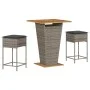 3-piece garden bar set with grey PE rattan cushions by , Garden sets - Ref: Foro24-3261482, Price: 321,07 €, Discount: %