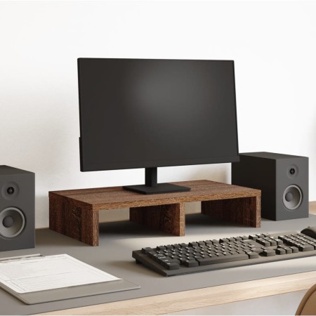 Brown oak wood screen stand engineering 50x27x10 cm by , Computer bases and risers - Ref: Foro24-854649, Price: 18,92 €, Disc...