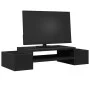 Screen stand with black wood storage 70x27x15 cm by , Computer bases and risers - Ref: Foro24-854680, Price: 31,57 €, Discoun...