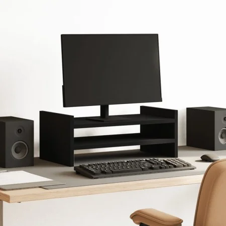 Engineered wood black screen stand 50x27x20 cm by , Computer bases and risers - Ref: Foro24-854779, Price: 23,07 €, Discount: %