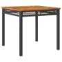 Synthetic rattan garden table with black acacia wood, 80x80x75 cm. by , Garden tables - Ref: Foro24-366273, Price: 125,96 €, ...