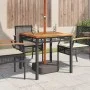 Synthetic rattan garden table with black acacia wood, 80x80x75 cm. by , Garden tables - Ref: Foro24-366273, Price: 125,96 €, ...