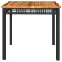 Synthetic rattan garden table with black acacia wood, 80x80x75 cm. by , Garden tables - Ref: Foro24-366273, Price: 125,96 €, ...