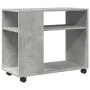 Side table with wheels, engineered wood, gray concrete finish, 70x35x60cm. by , Side tables - Ref: Foro24-853149, Price: 46,3...