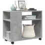 Side table with wheels, engineered wood, gray concrete finish, 70x35x60cm. by , Side tables - Ref: Foro24-853149, Price: 46,3...