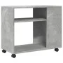 Side table with wheels, engineered wood, gray concrete finish, 70x35x60cm. by , Side tables - Ref: Foro24-853149, Price: 46,3...