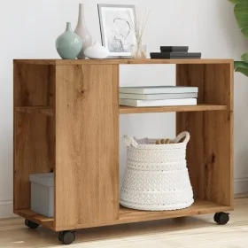 Side table with oak Sonoma wood wheels 70x35x60 cm by , Side tables - Ref: Foro24-853154, Price: 52,71 €, Discount: %