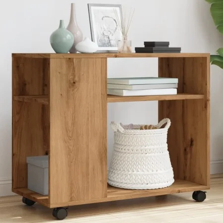 Side table with oak Sonoma wood wheels 70x35x60 cm by , Side tables - Ref: Foro24-853154, Price: 52,71 €, Discount: %