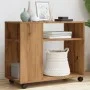 Side table with oak Sonoma wood wheels 70x35x60 cm by , Side tables - Ref: Foro24-853154, Price: 52,71 €, Discount: %