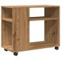 Side table with oak Sonoma wood wheels 70x35x60 cm by , Side tables - Ref: Foro24-853154, Price: 52,71 €, Discount: %