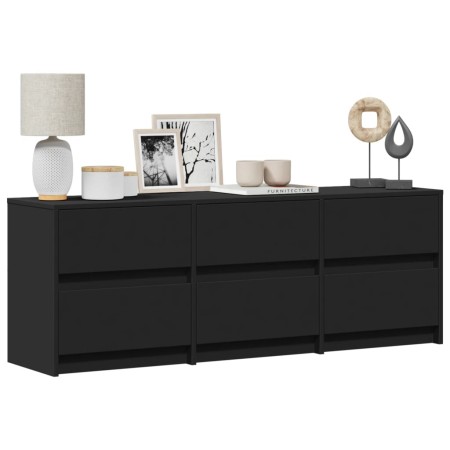 TV-Möbel mit LED-Beleuchtung aus schwarzem Ingenieurholz 140x34x50 cm von , TV-Möbel - Ref: Foro24-3307920, Preis: 151,43 €, ...