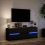 TV-Möbel mit LED-Beleuchtung aus schwarzem Ingenieurholz 140x34x50 cm von , TV-Möbel - Ref: Foro24-3307920, Preis: 151,43 €, ...