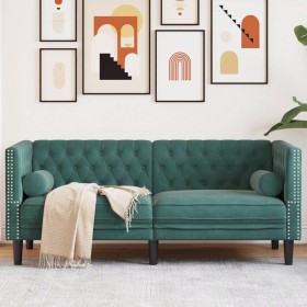 Zweiplätziges Chesterfield-Sofa mit dunkelgrünen Samtkissen. von , Sofas - Ref: Foro24-372685, Preis: 329,11 €, Rabatt: %