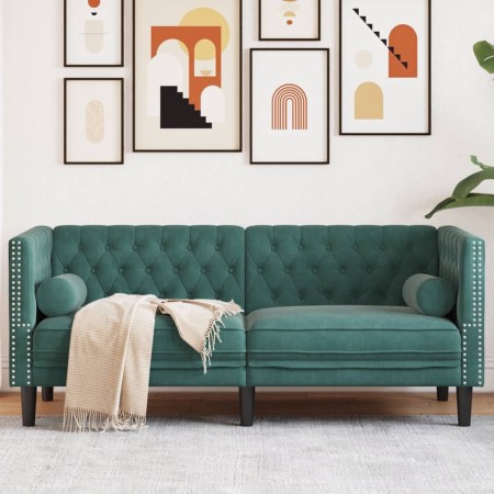 Sofá Chesterfield 2 plazas con cojines terciopelo verde oscuro de , Sofás - Ref: Foro24-372685, Precio: 328,99 €