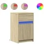 Bedside tables with LED lights, 2 units, engineered wood in Sonoma oak. by , Nightstands - Ref: Foro24-852003, Price: 85,38 €...