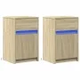 Bedside tables with LED lights, 2 units, engineered wood in Sonoma oak. by , Nightstands - Ref: Foro24-852003, Price: 85,38 €...