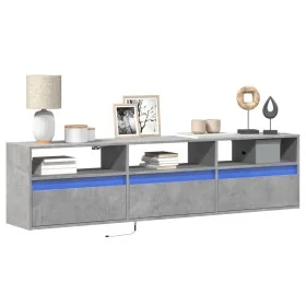 Wall-mounted TV unit with LED in concrete gray, 180x31x45 cm by , TV Furniture - Ref: Foro24-3307943, Price: 151,90 €, Discou...