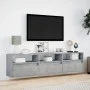 Wall-mounted TV unit with LED in concrete gray, 180x31x45 cm by , TV Furniture - Ref: Foro24-3307943, Price: 151,90 €, Discou...