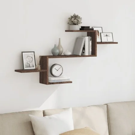 Estante de pared madera ingeniería marrón roble 104x15x49 cm de , Estantes y estanterías - Ref: Foro24-853206, Precio: 29,79 ...
