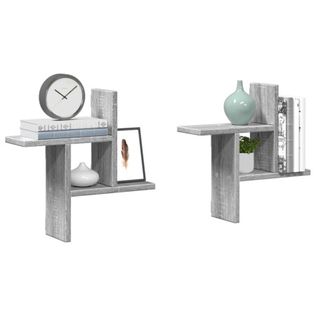 Wandregal 2 Stück, Sonoma Grau, 38x12x38cm, aus Holzwerkstoff von , Regale und Regale - Ref: Foro24-853250, Preis: 21,94 €, R...
