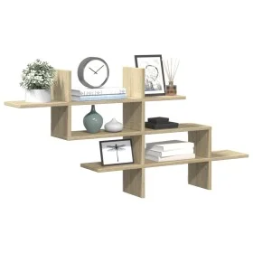 Engineered oak Sonoma wood wall shelf 124.5x18x60.5 cm by , Shelves and shelves - Ref: Foro24-853265, Price: 37,78 €, Discoun...