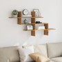 Engineered oak wood artisan wall shelf 124.5x18x60.5 cm by , Shelves and shelves - Ref: Foro24-853271, Price: 35,13 €, Discou...